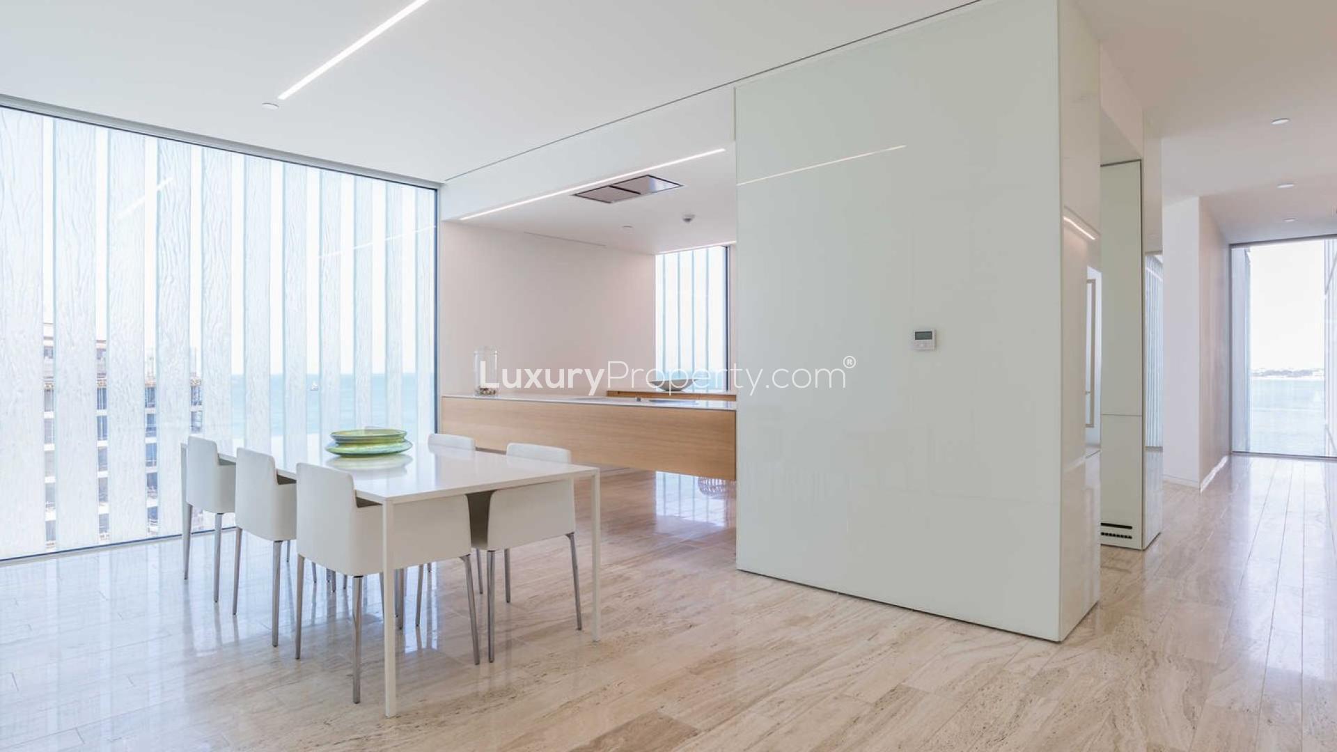 Balcony view from three-bed apartment at Muraba, Palm Jumeirah, overlooking the sea