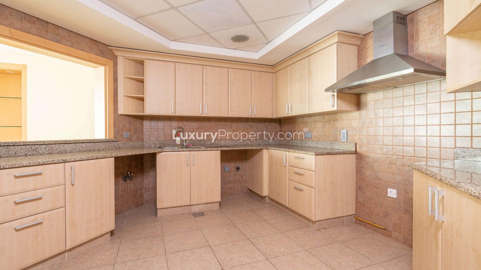 Spacious living room with balcony view in Al Basri Shoreline Apartment, Palm Jumeirah