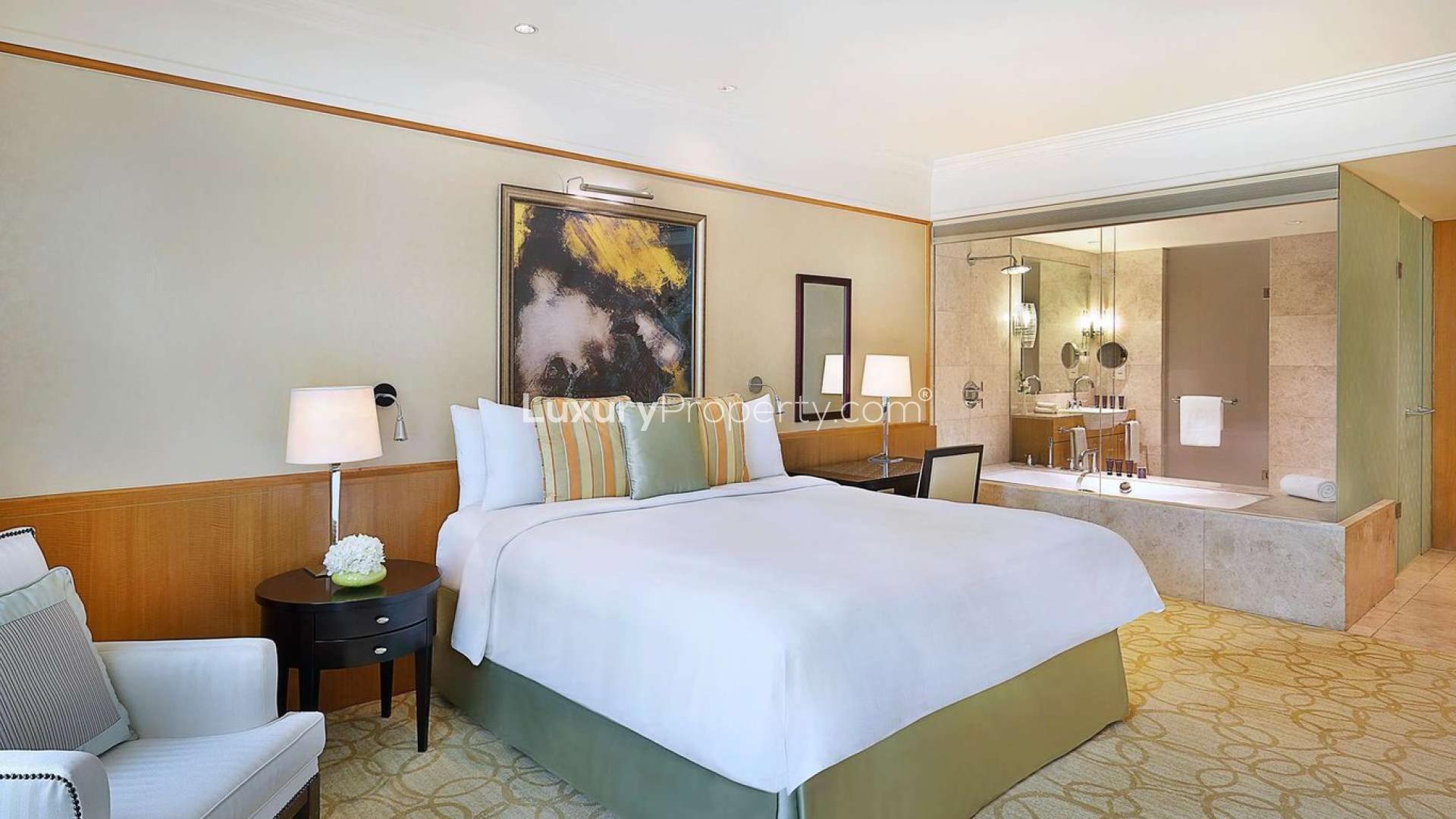 Luxurious living room in 3-bedroom apartment at The Ritz-Carlton Residences, DIFC, Dubai