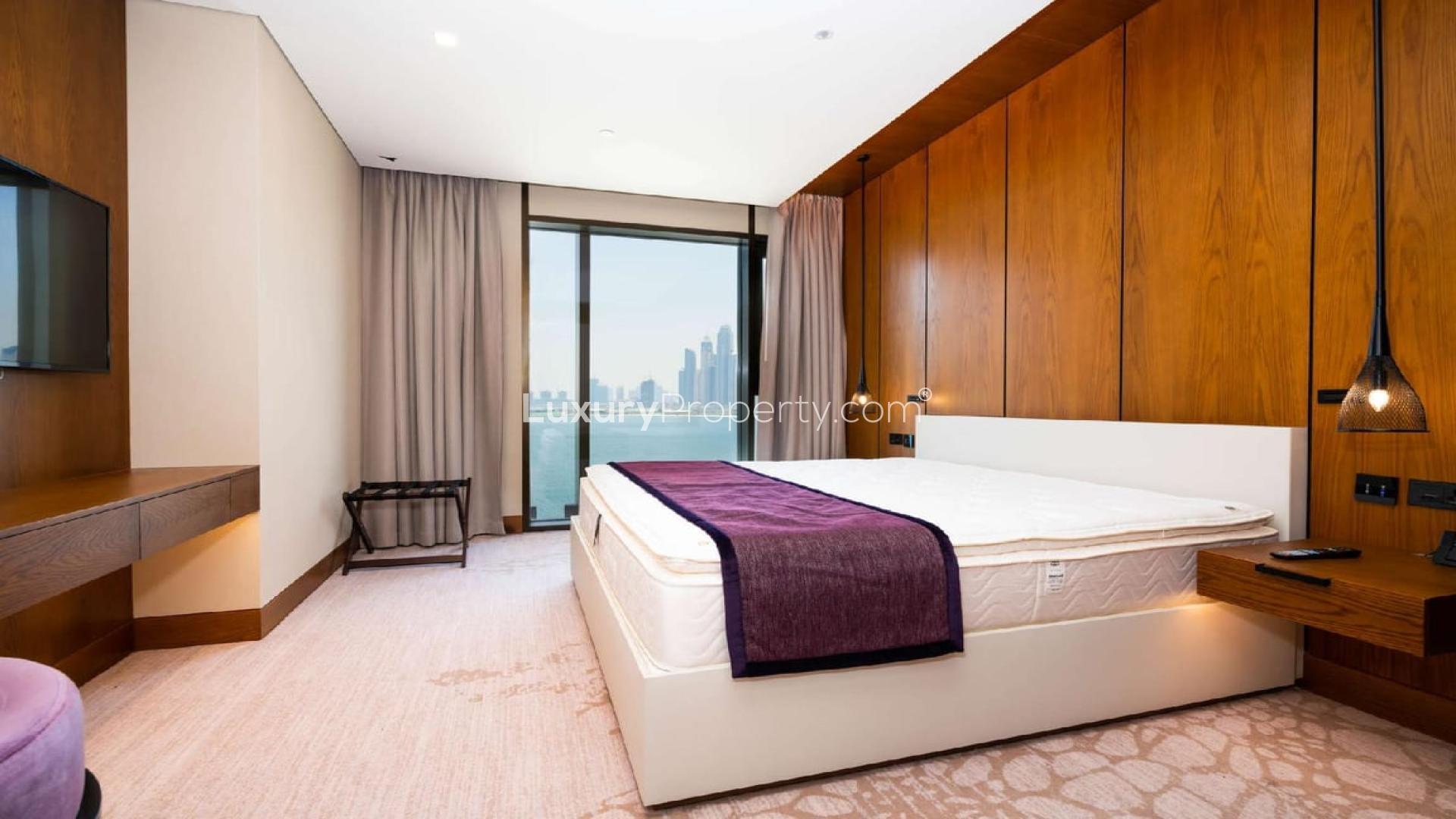 Luxurious living room with sea view in 3-bedroom apartment at Caesars Bluewaters Dubai