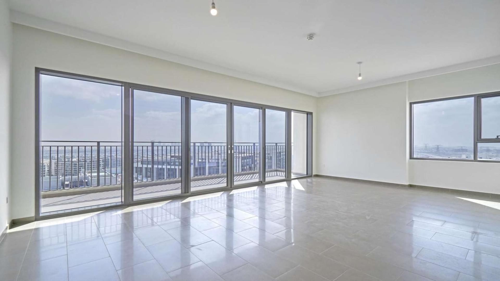 Balcony view from 3-bedroom apartment in Park Heights, Dubai Hills Estate, overlooking cityscape