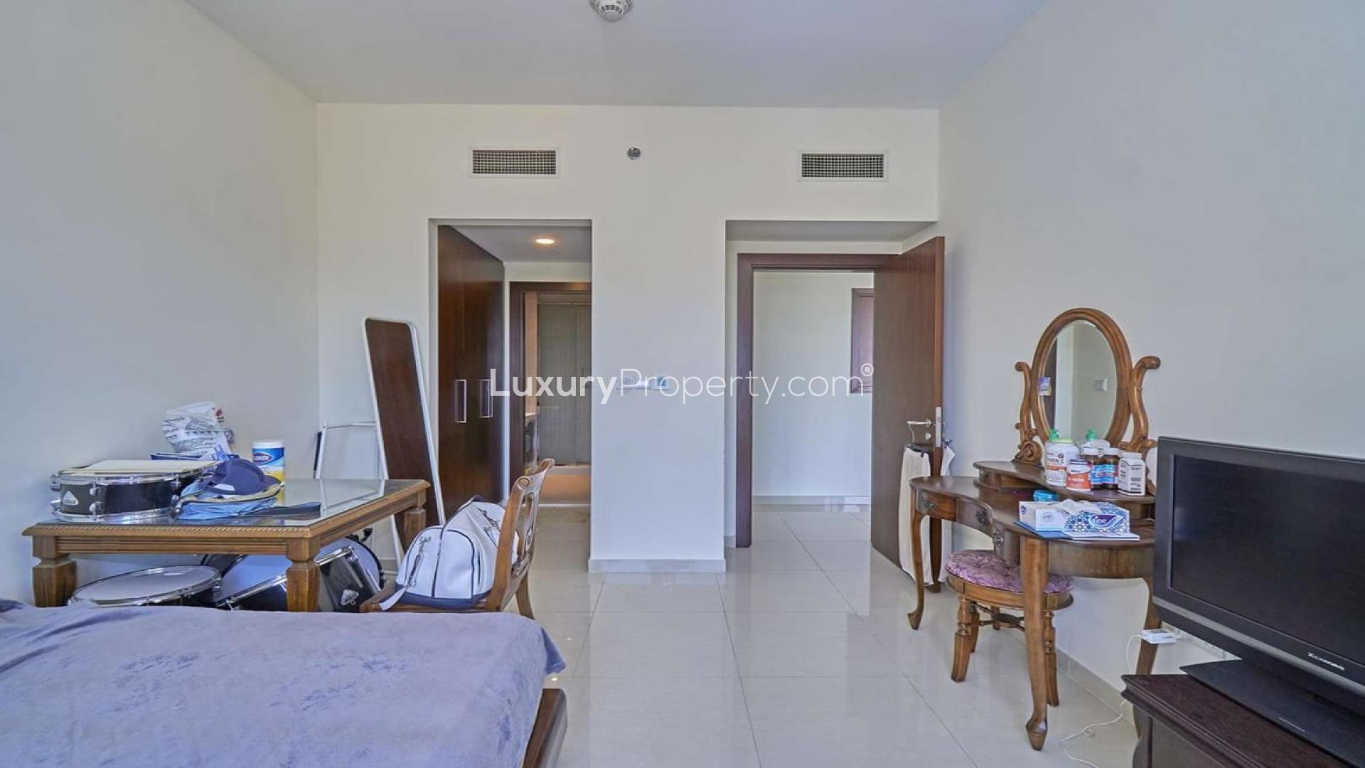 Balcony view from 3-bedroom apartment in Panorama, The Views, overlooking golf course and skyline