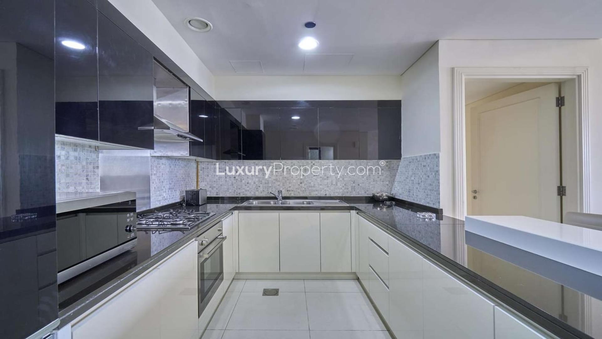 Modern living room in luxury 3-bedroom apartment, Damac Maison Mall Street, Downtown Dubai