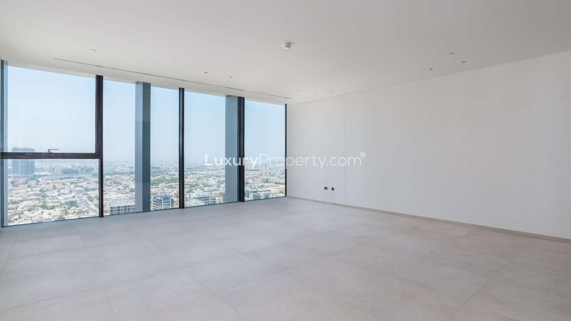 Luxurious living room in Eden House apartment, Sheikh Zayed Road, Al Satwa community