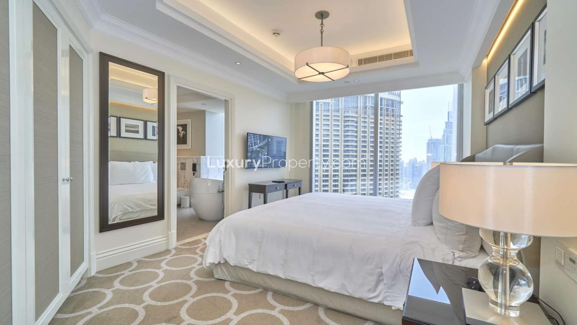 Luxurious living room in fully serviced 3-bed apartment, Downtown Dubai, The Address The BLVD