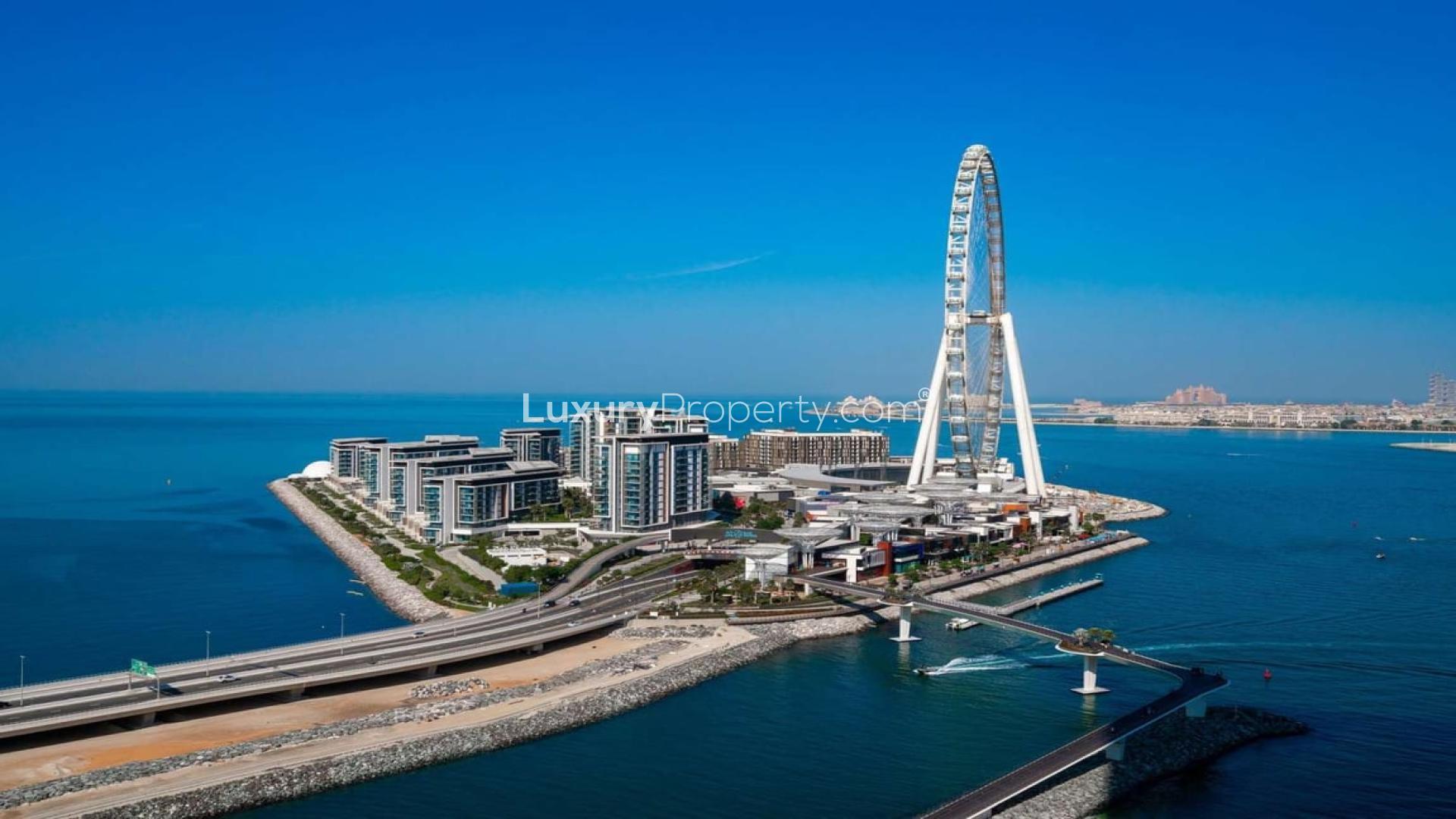 Aerial view of Jumeirah Beach Residence and Dubai Marina from The Address Jumeirah Resort