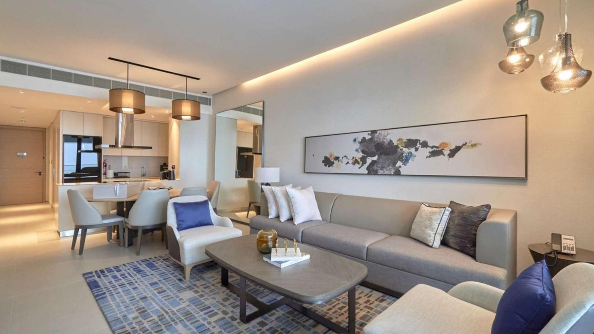 Modern living room in three-bedroom apartment, JBR, The Address Jumeirah Resort and Spa