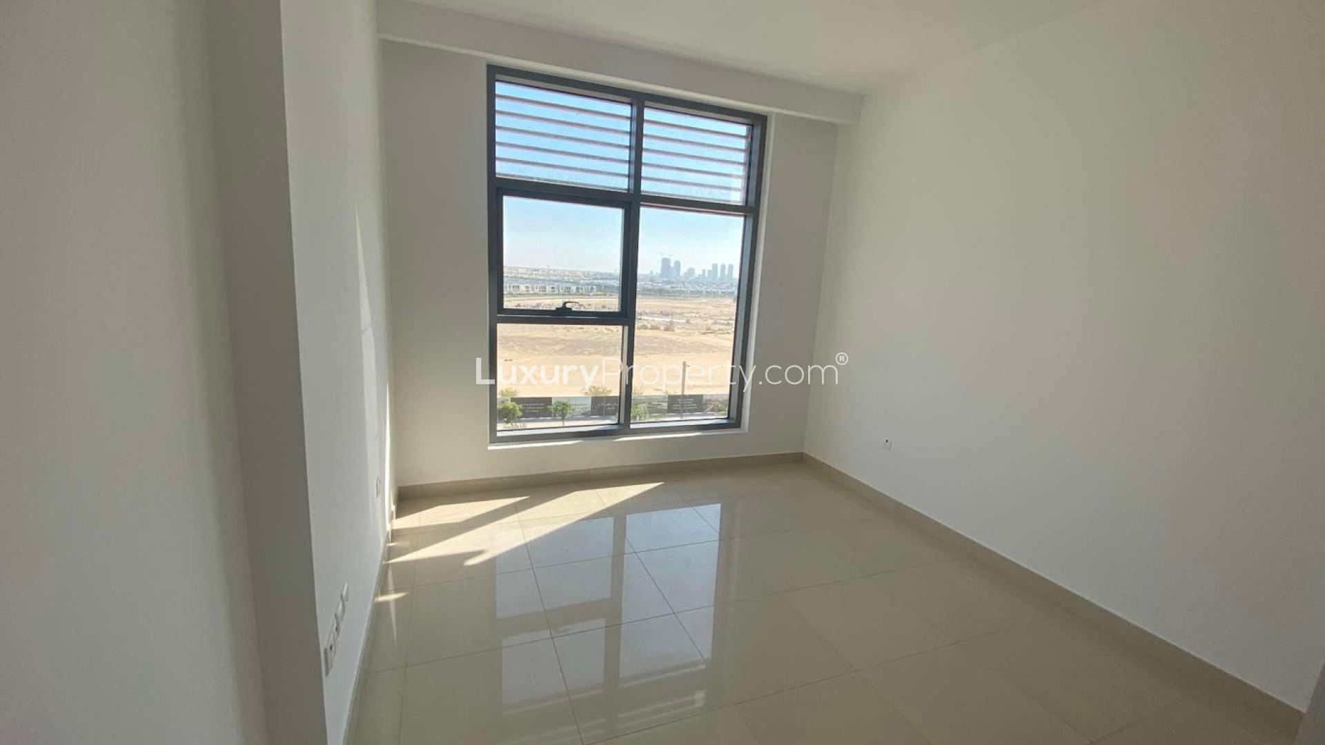 Spacious balcony view from 3-bedroom apartment in Mulberry Park Heights, Dubai Hills Estate