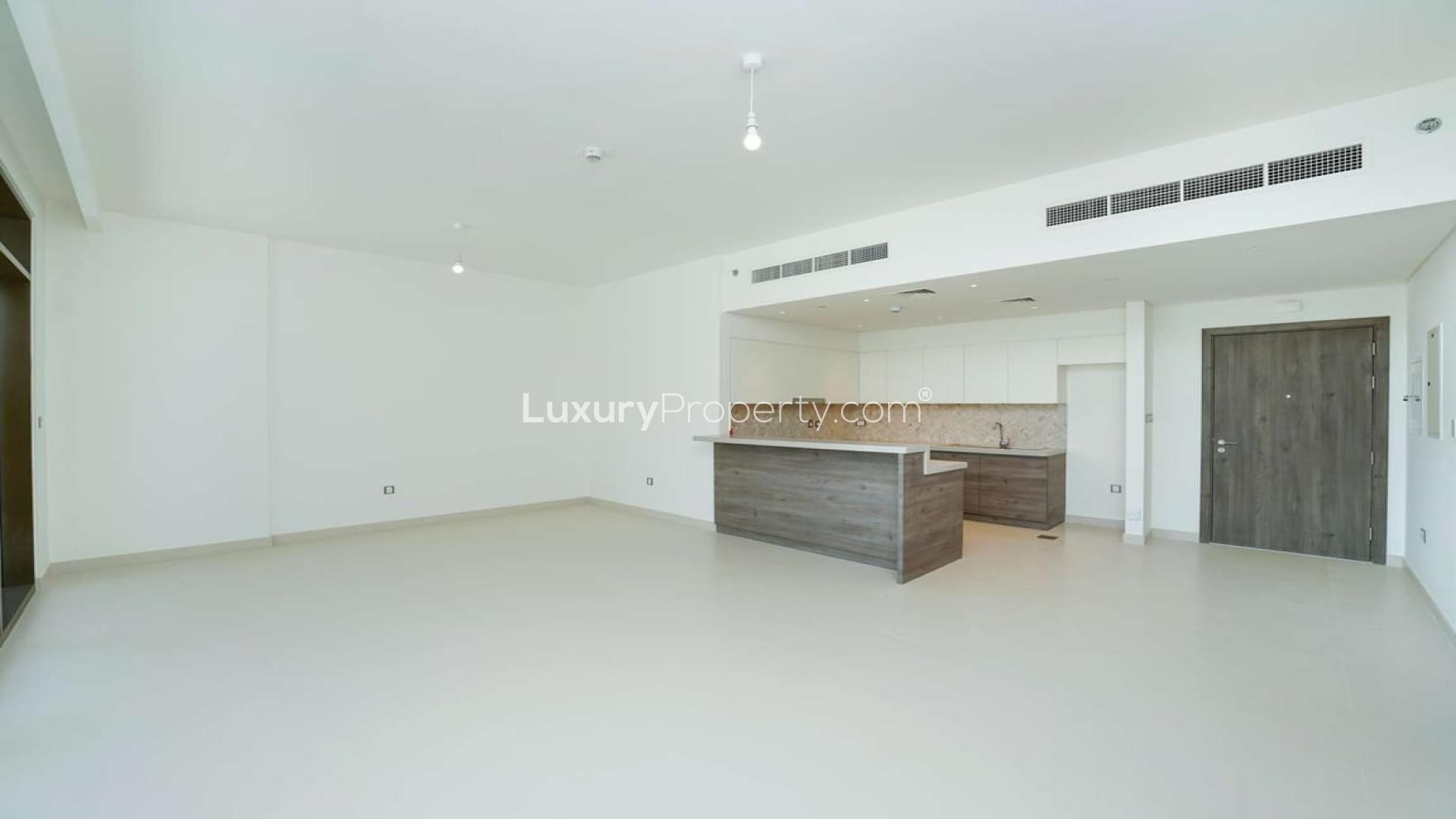 Spacious open-plan kitchen and living area in The Cove 3 apartment, Dubai Creek Harbour