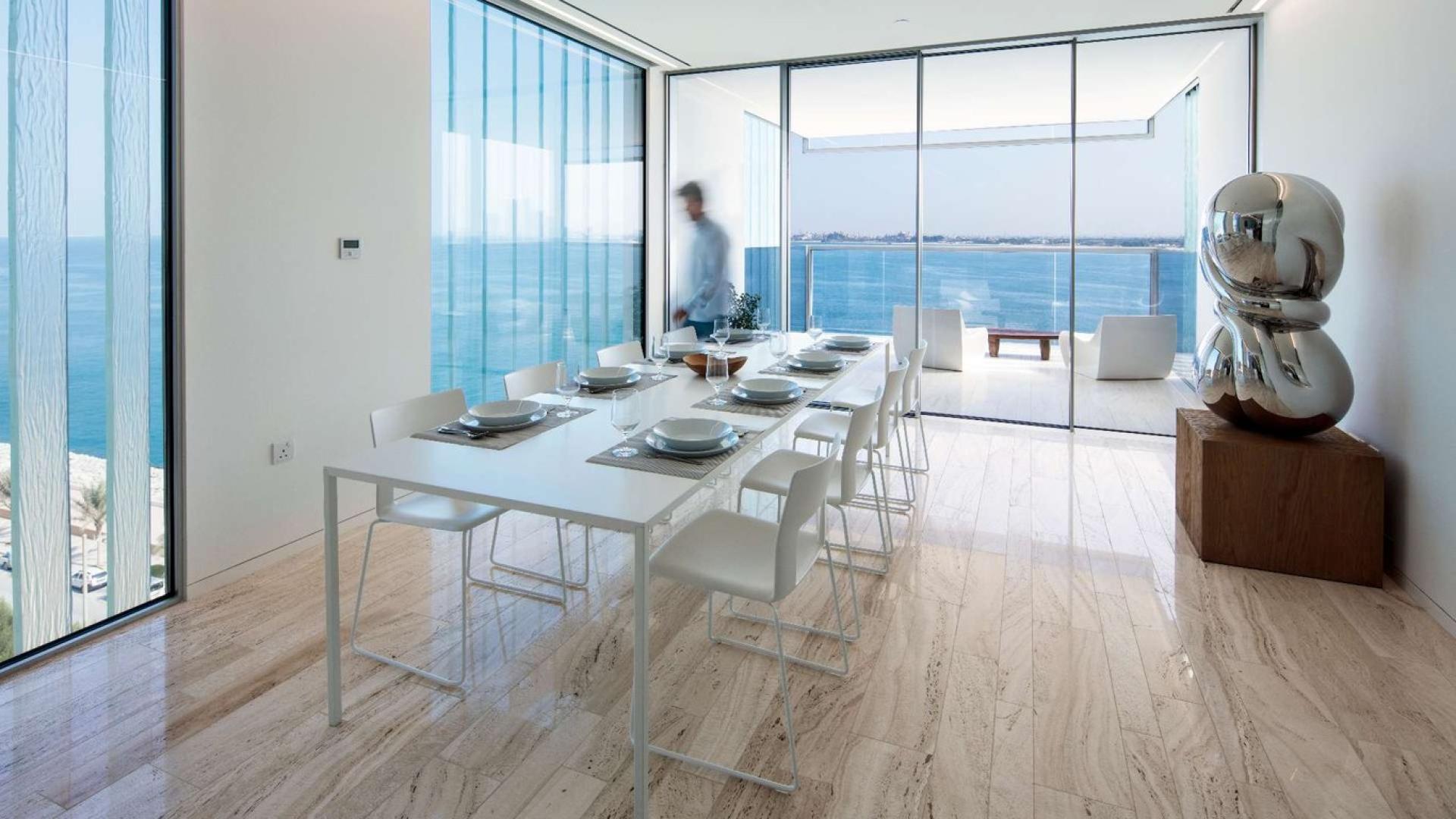 Balcony view from three-bedroom apartment in Muraba, Palm Jumeirah, overlooking the sea