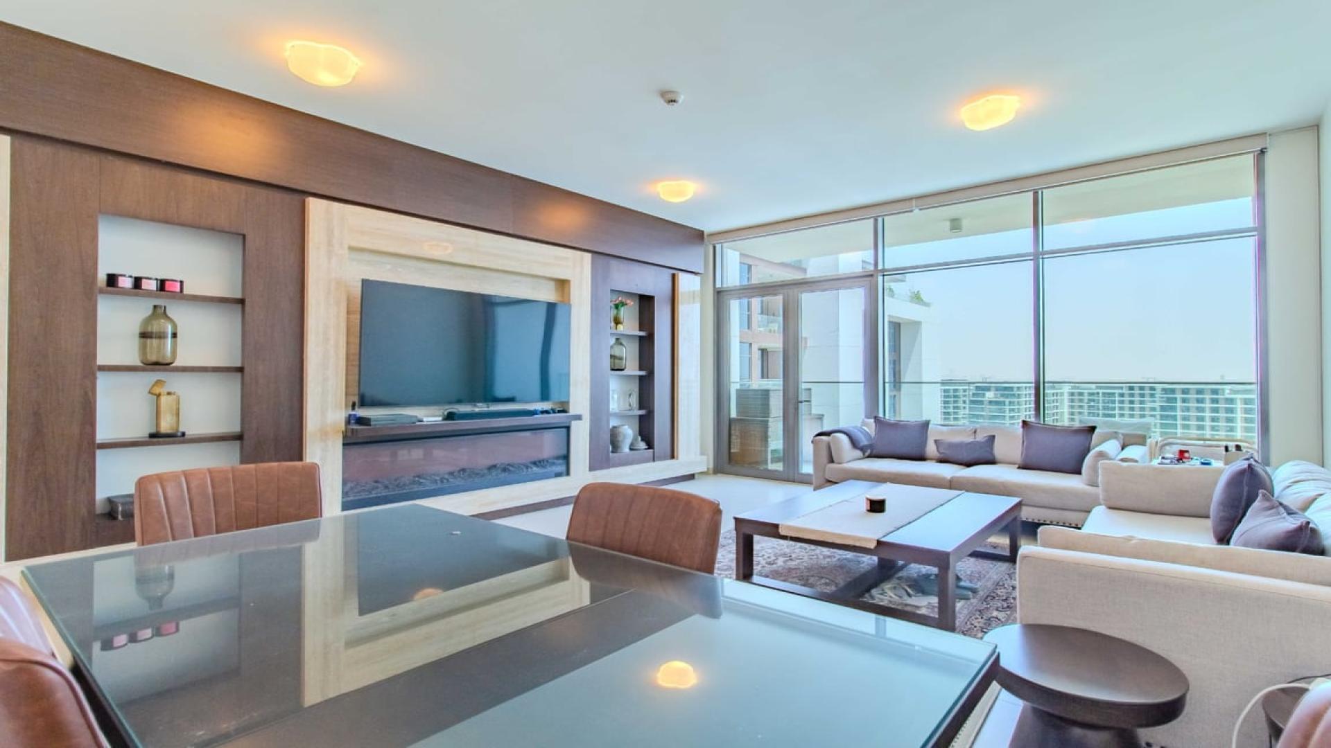 Furnished living room in 3-bedroom apartment, Park Heights, Dubai Hills Estate, for sale