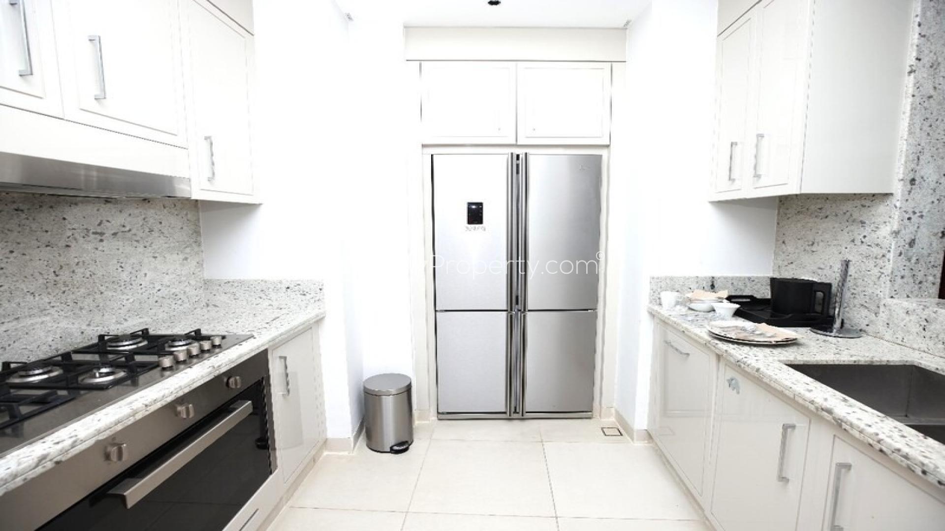 Modern kitchen in furnished 3-bedroom apartment, The Address Sky View Towers, Downtown Dubai