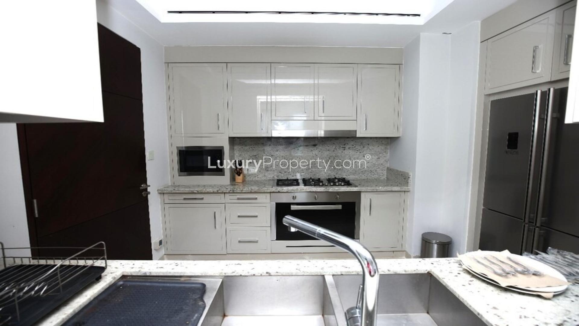 Furnished living room with skyline view in The Address Sky View Towers, Downtown Dubai