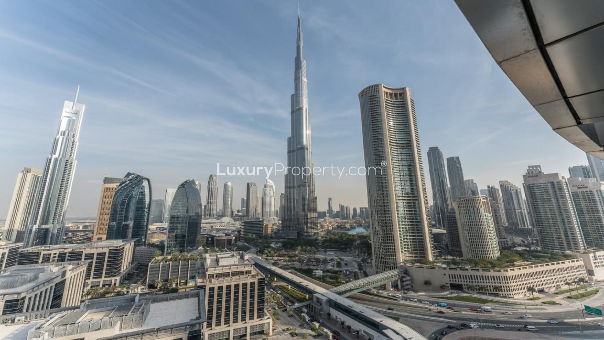 Luxe 3-bed apartment living room, Address Sky View Tower, Downtown Dubai, elegant interior design
