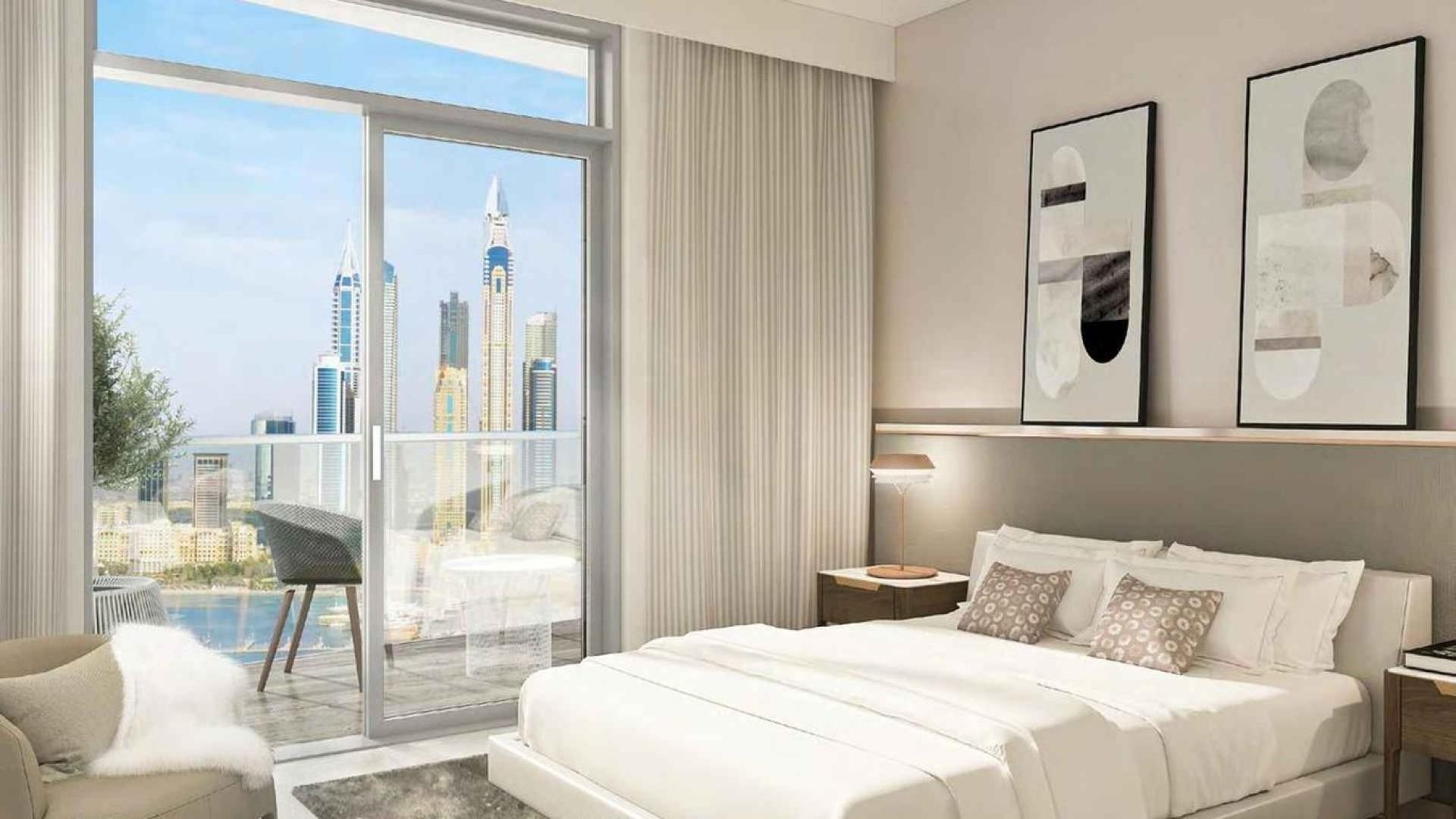 Luxurious bedroom view in spacious Marina Vista apartment, Emaar Beachfront, Dubai Harbour