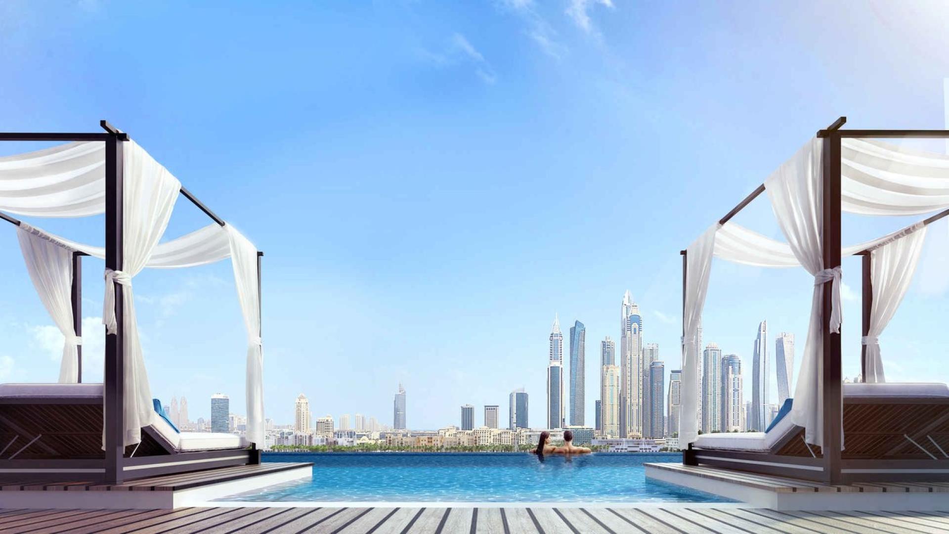 Panoramic view from Marina Vista apartment balcony at Emaar Beachfront, Dubai Harbour