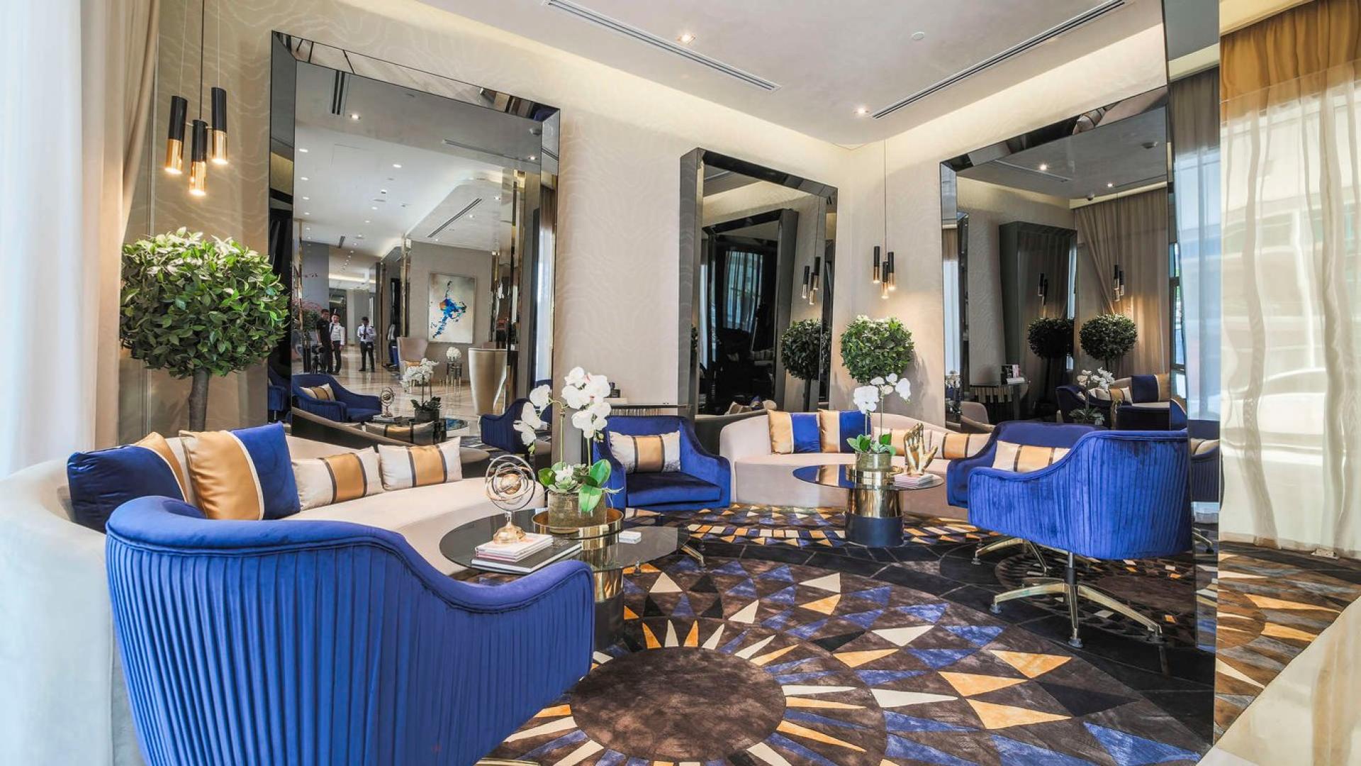 Furnished living room in Maison Majestine 1-bedroom apartment, Business Bay, for sale