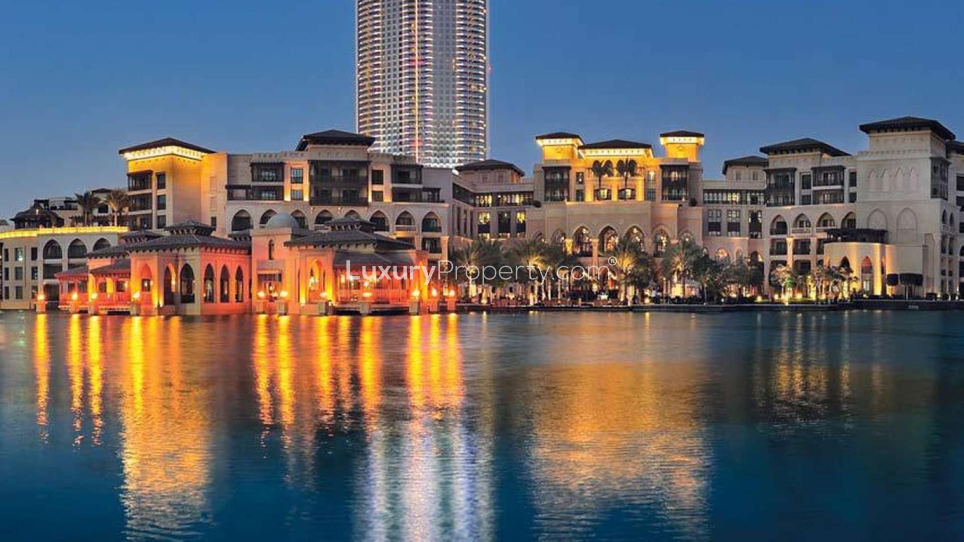 Aerial view of Downtown Dubai near The Address Residences Fountain Views apartments