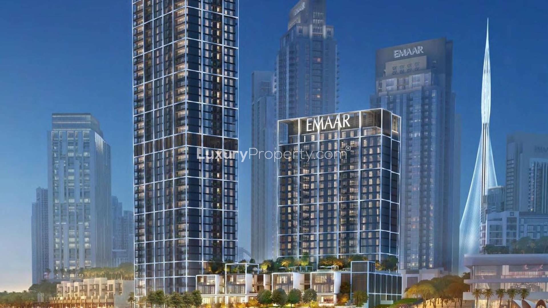 Luxury studio apartments at Creek Edge, Dubai Creek Harbour, modern architecture, for sale