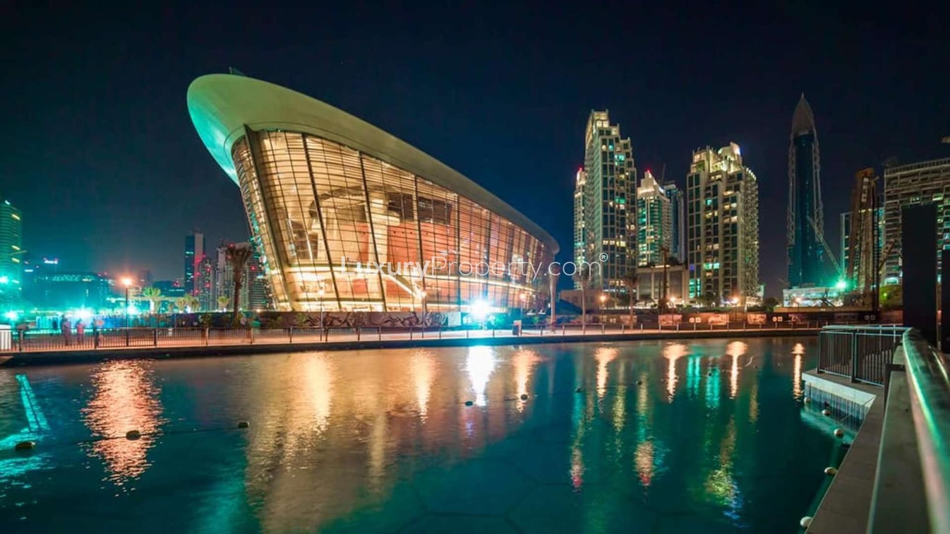 Luxurious apartment interior with stunning Burj Khalifa views, Downtown Dubai