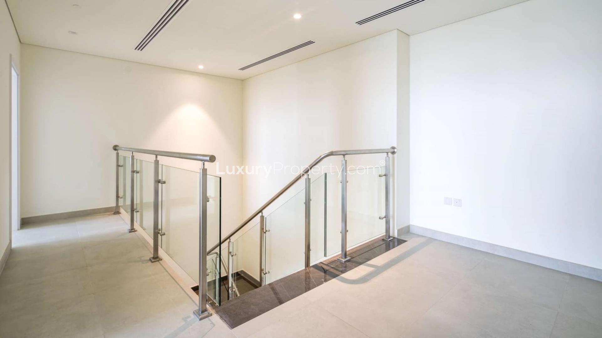 Dubai Marina view from Marina Arcade Tower apartment for sale, featuring stunning cityscape and water