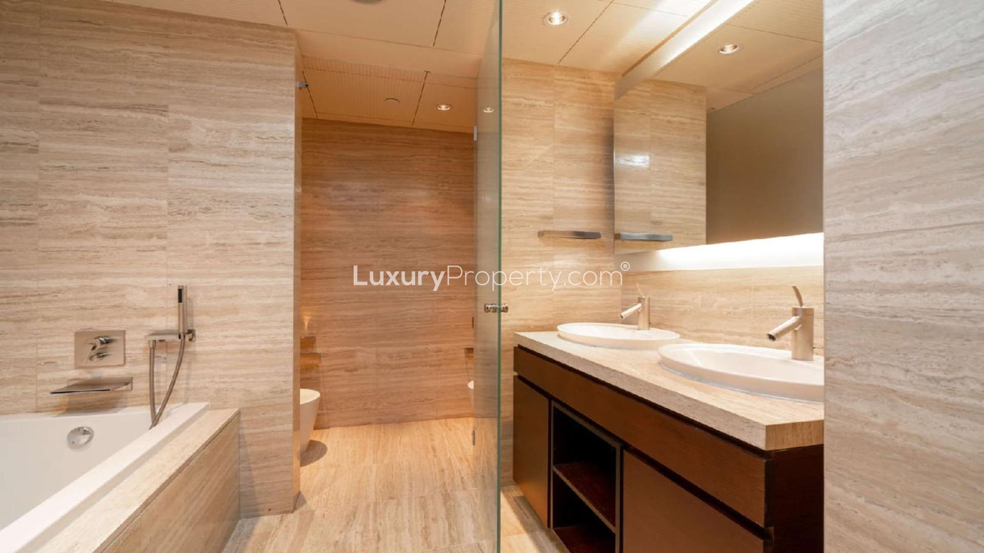 Spacious apartment interior with skyline views in Burj Khalifa, Downtown Dubai