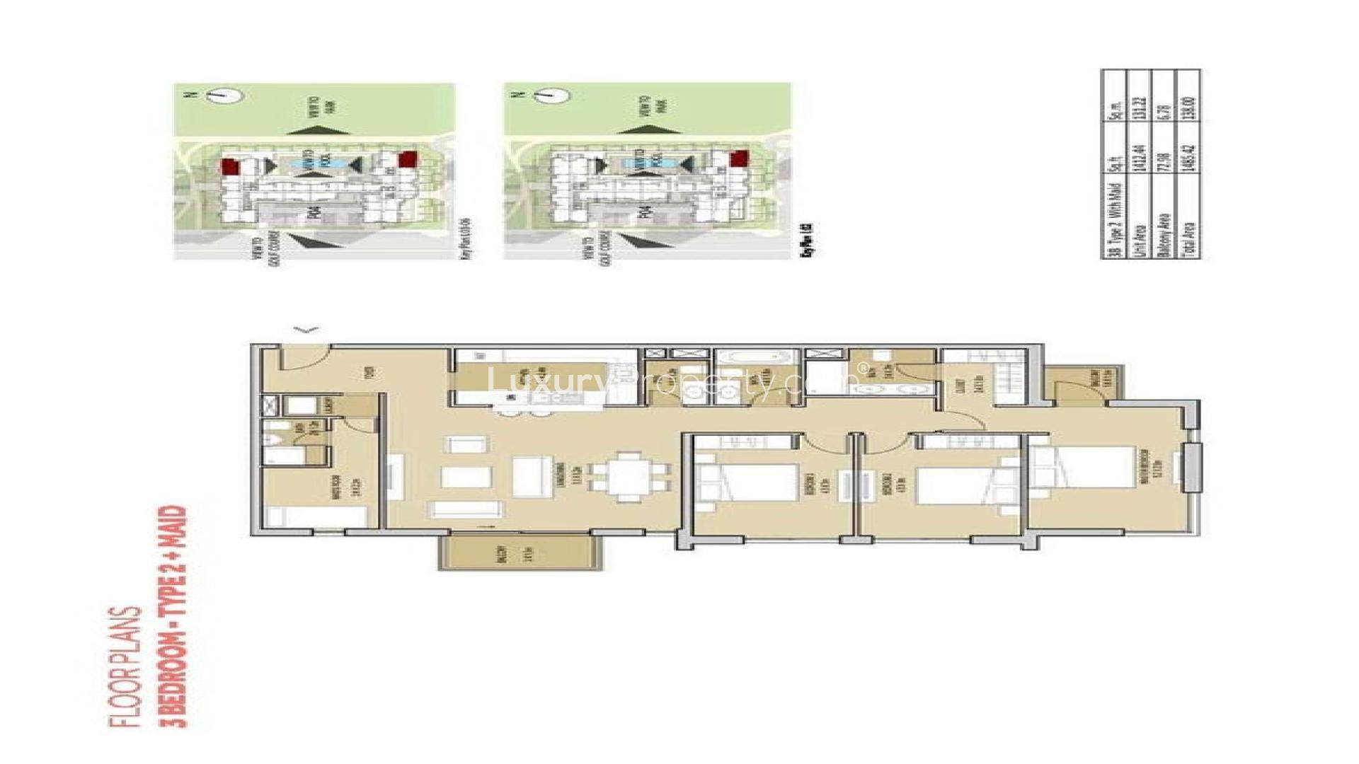 Modern open-plan kitchen and living area in Mudon Views apartment for sale