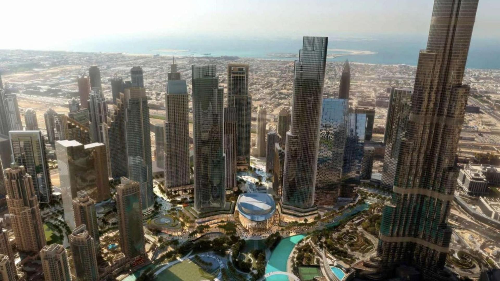 Aerial view of Forte skyscrapers in Downtown Dubai Opera District near luxury apartments for sale