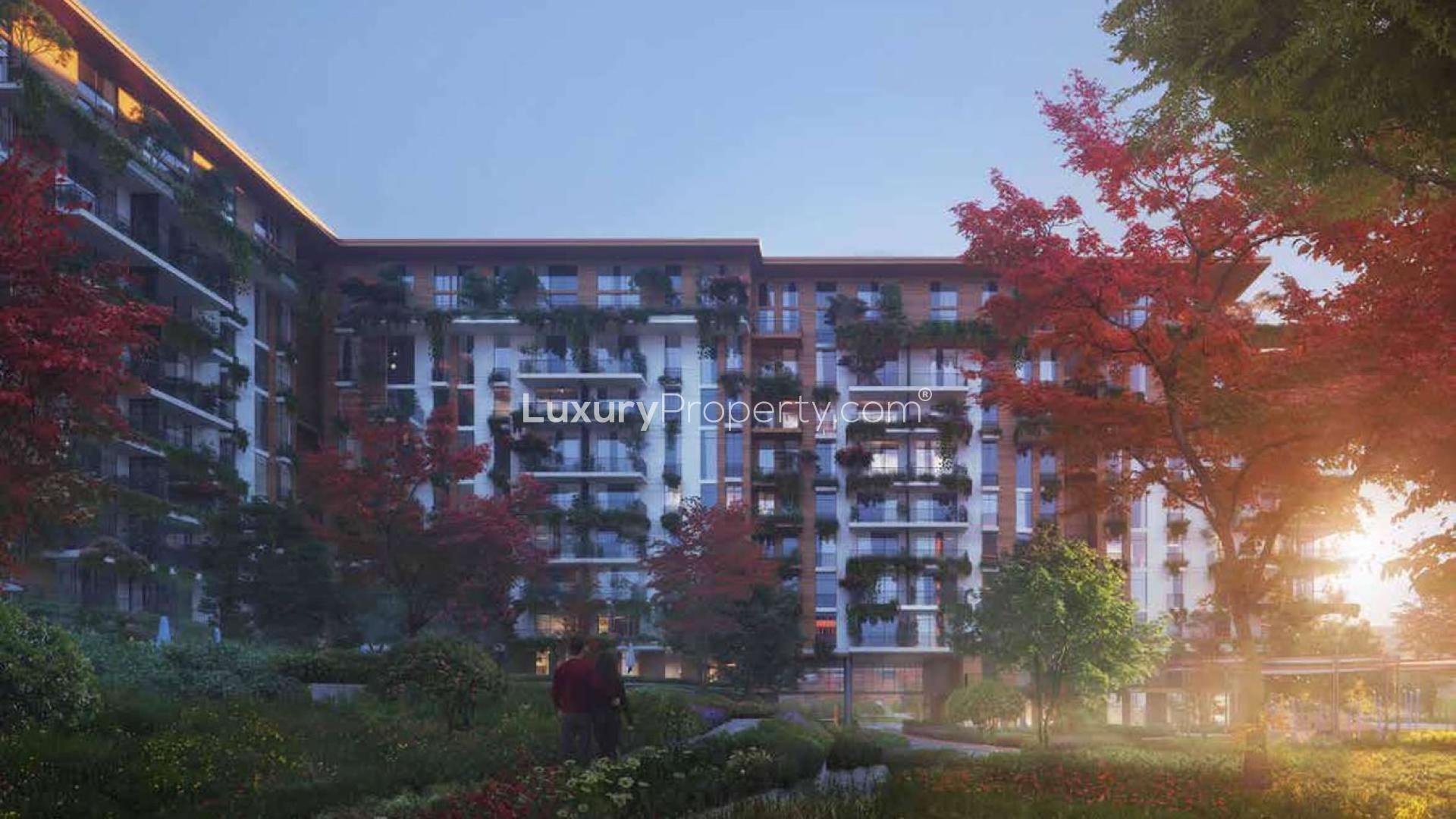 Luxurious living room and dining area in Central Park apartment, City Walk, for sale