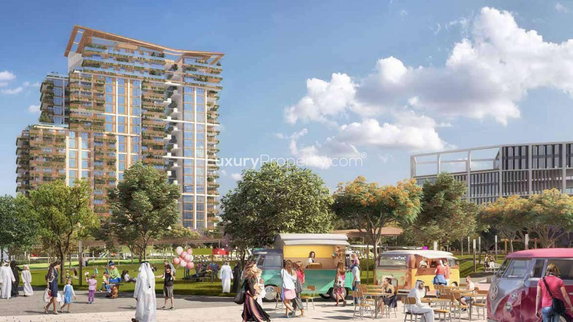 Upgraded three-bedroom apartment with modern living and dining area in City Walk