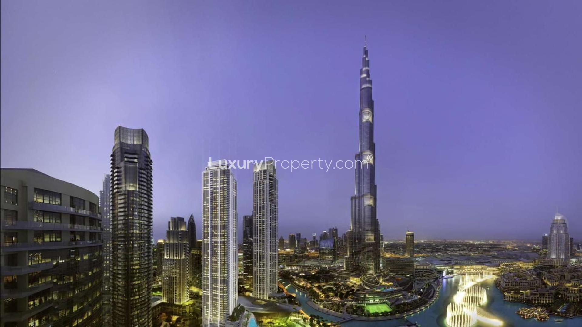 Stunning view of Downtown Dubai skyline, featuring iconic skyscrapers in Opera District