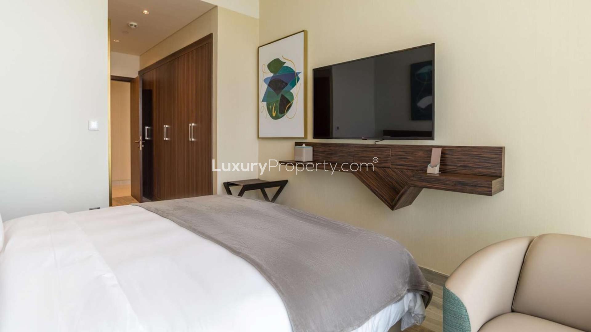 Stunning panoramic view of Palm Jumeirah from Avani Palm View Hotel apartment balcony