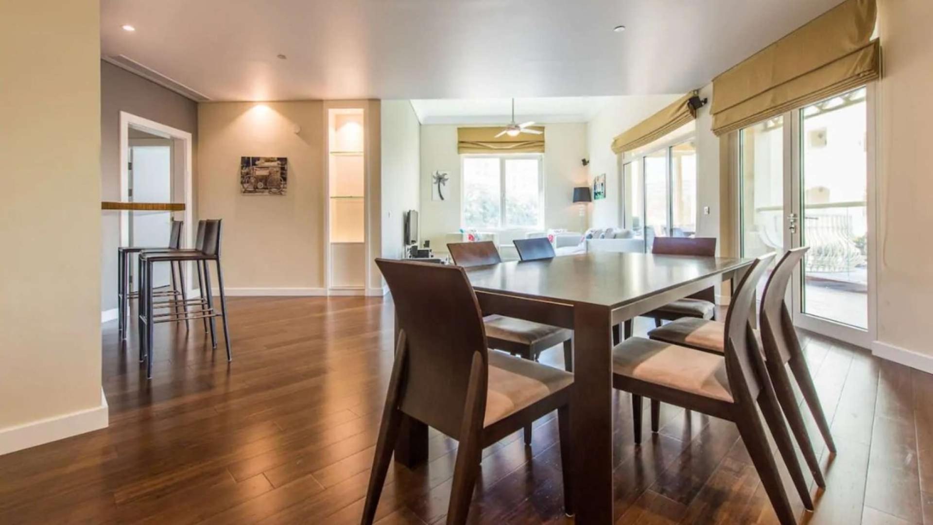 Living room of upgraded 3-bedroom apartment in Shoreline Residences, Palm Jumeirah for sale