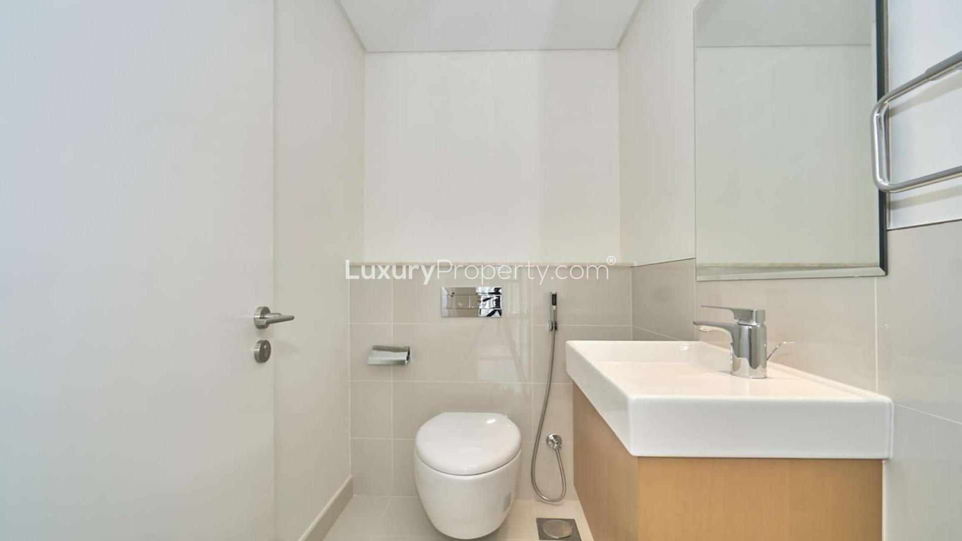 Balcony view from 3-bedroom apartment in BLVD Crescent, Downtown Dubai, showcasing cityscape