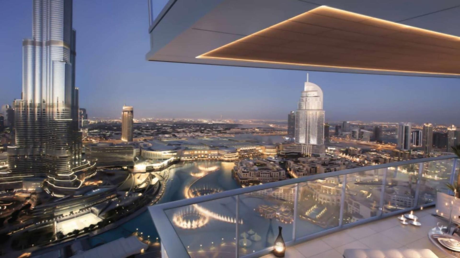 "Stunning balcony view of Downtown Dubai skyline from Opera District apartment for sale.",Stunning balcony view of Downtown Dubai skyline from Opera District apartment for sale