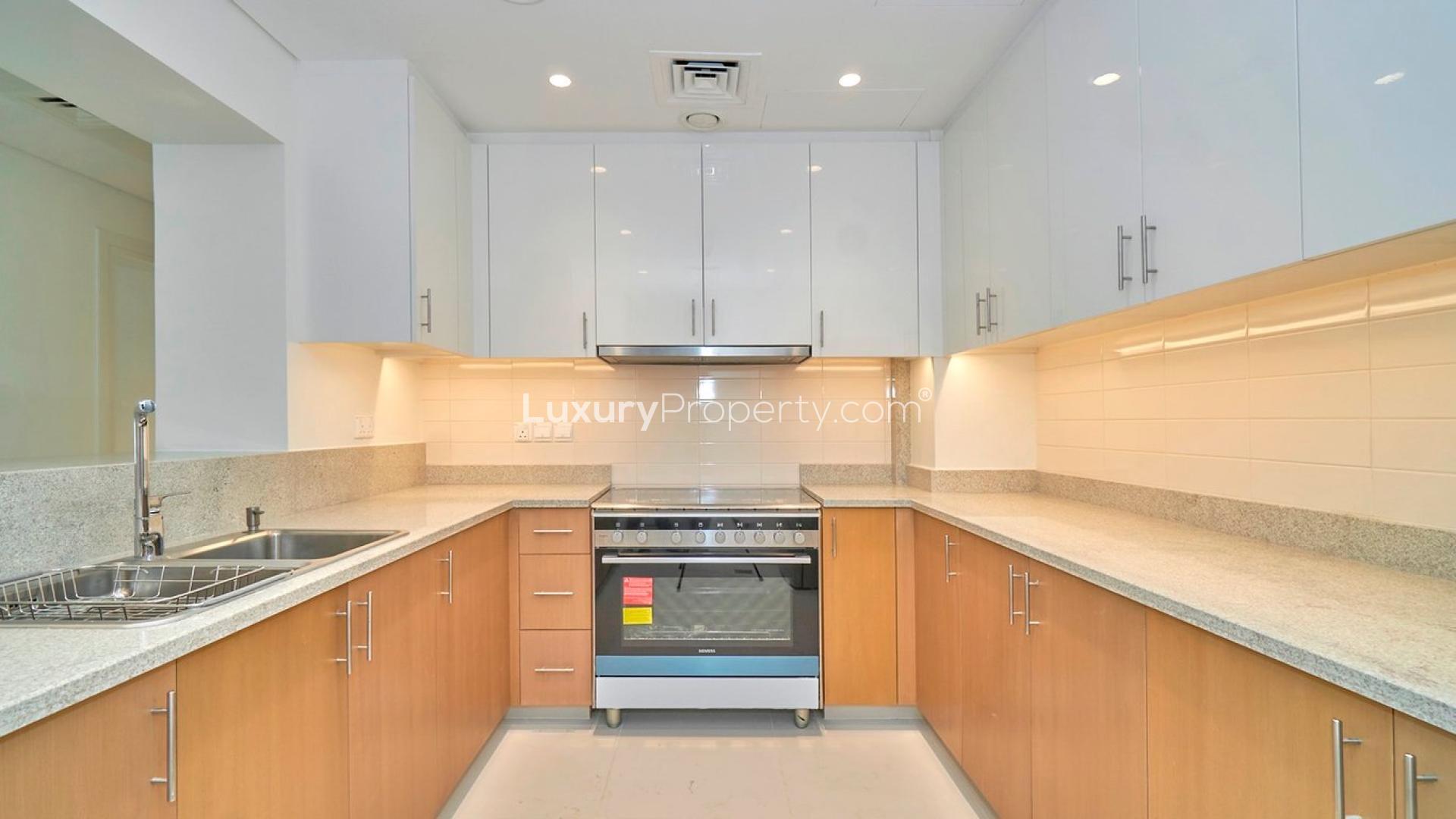 Spacious balcony view from three-bedroom apartment at BLVD Crescent, Downtown Dubai