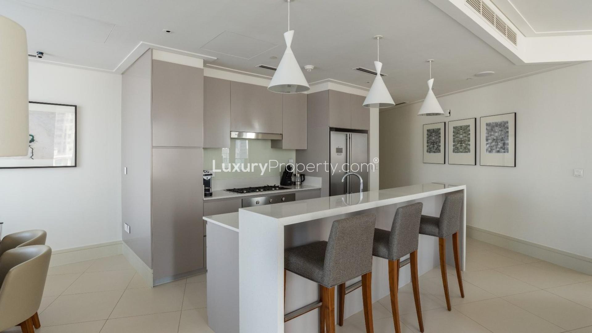 Modern living room and kitchen in Vida Residence Downtown Dubai apartment, LP10167