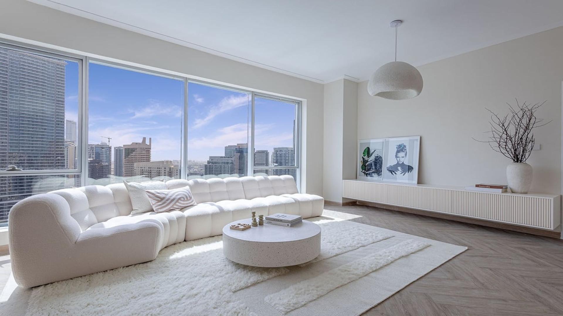 Stunning view of Dubai Marina skyline and yachts from upgraded apartment for sale