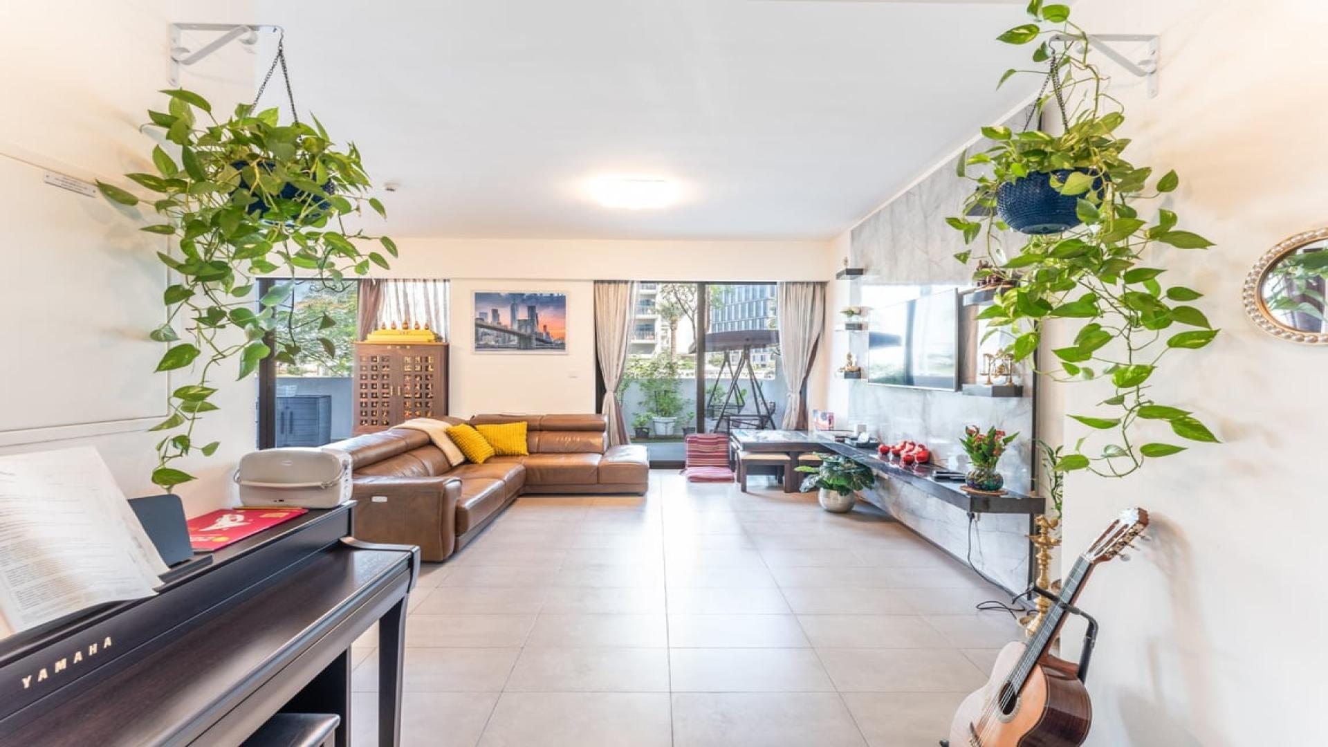 Living room and dining area in 3-bedroom townhouse, Executive Residences, Dubai Hills Estate