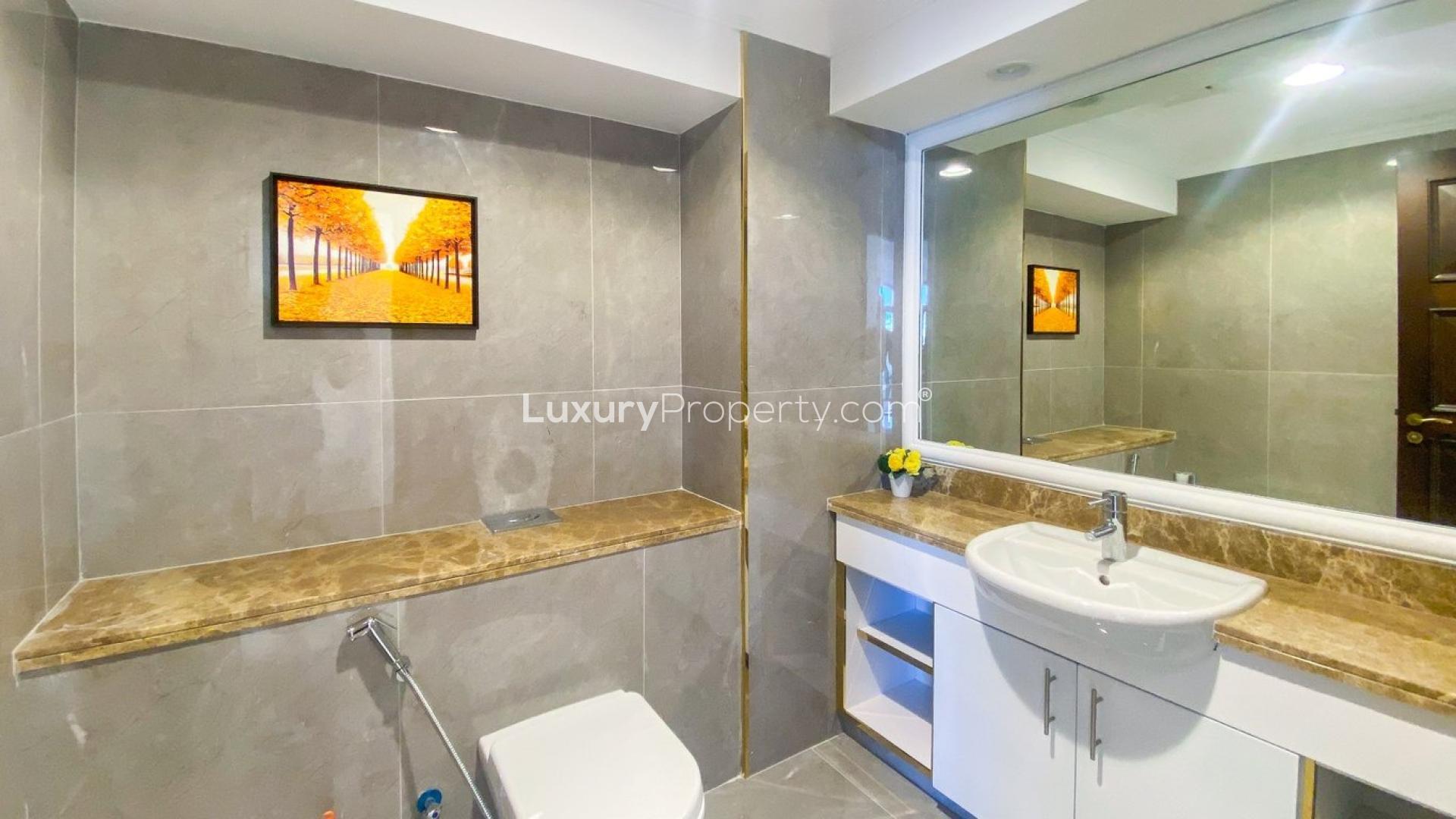 Luxurious penthouse view, Palm Jumeirah skyline and sea, Golden Mile community