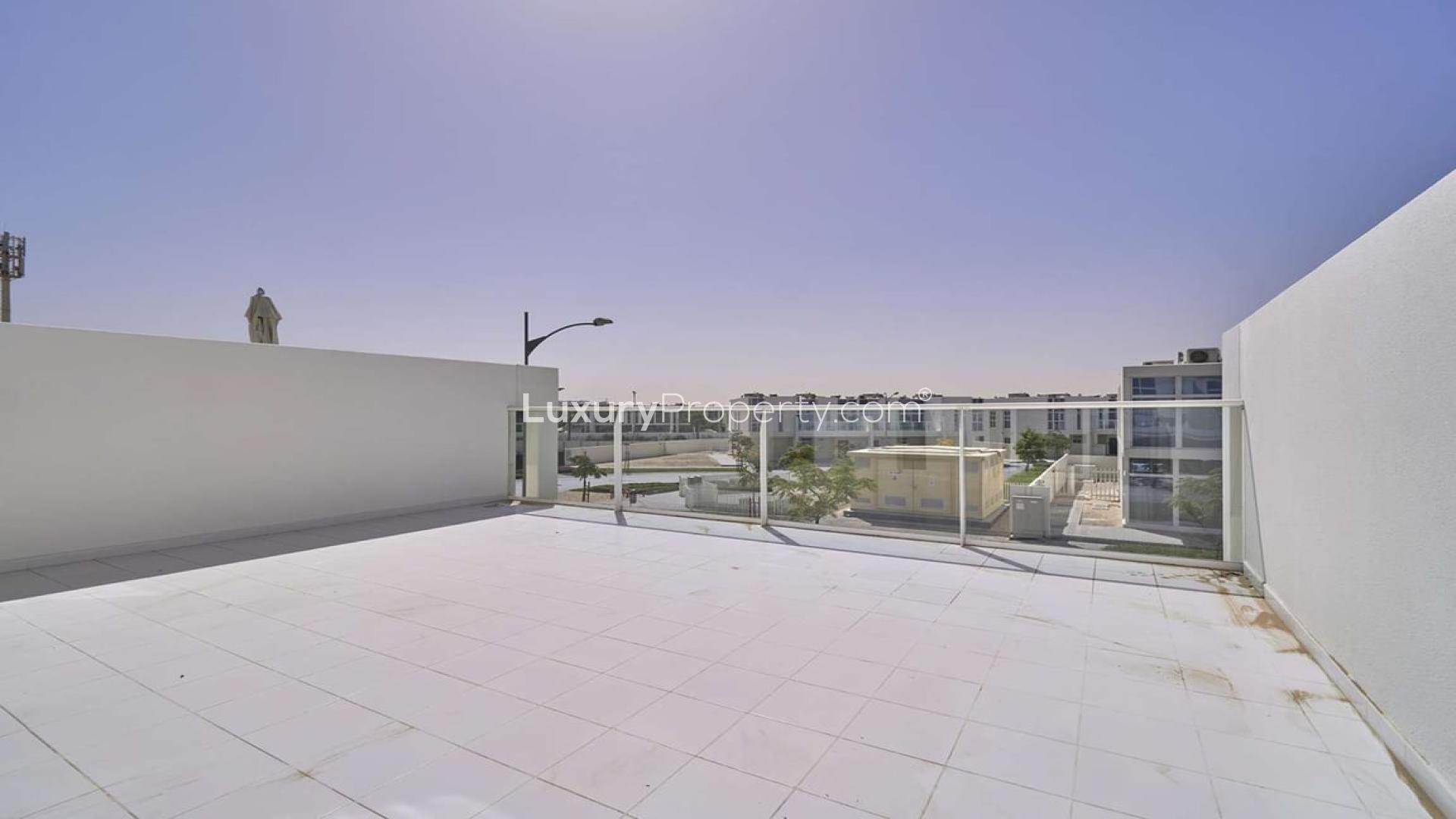 Furnished townhouse in Damac Hills 2 with garage, available for rent in Sanctuary sub-community