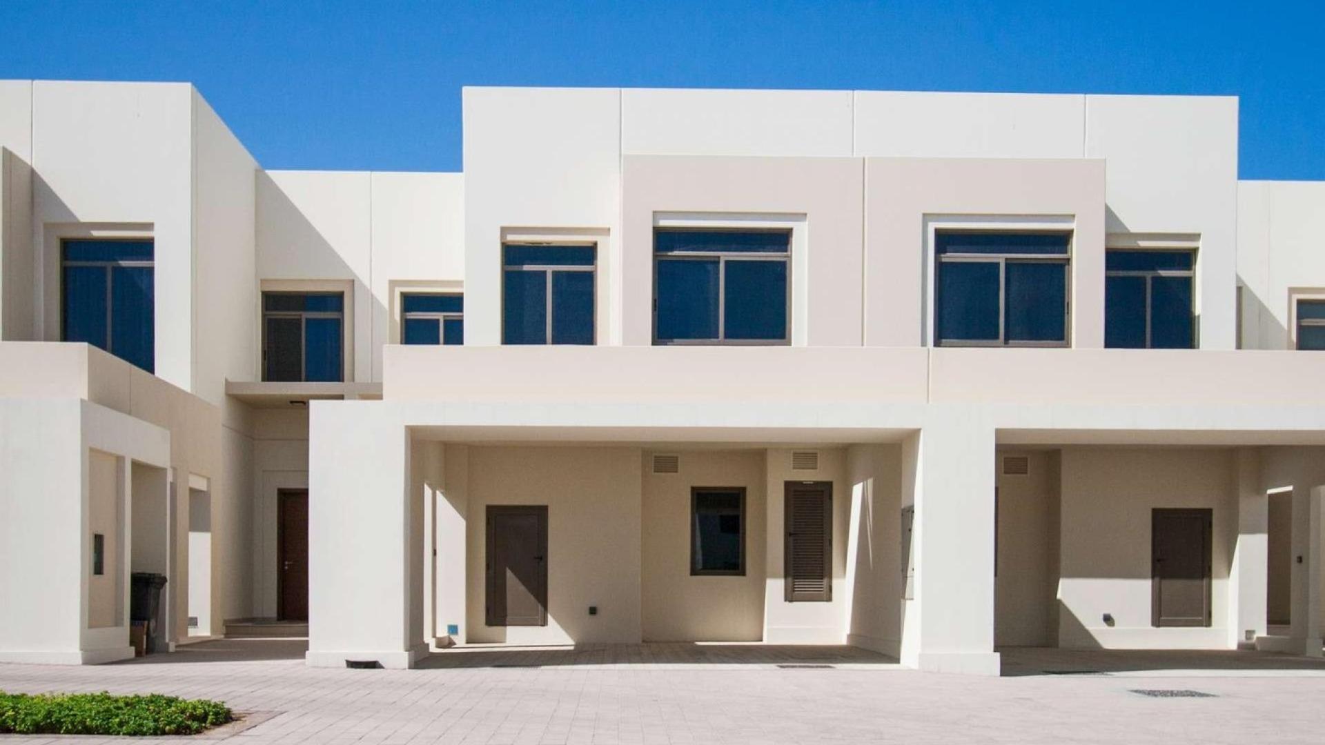 Modern 3-bedroom townhouse exterior in Noor Town Square, available for rent