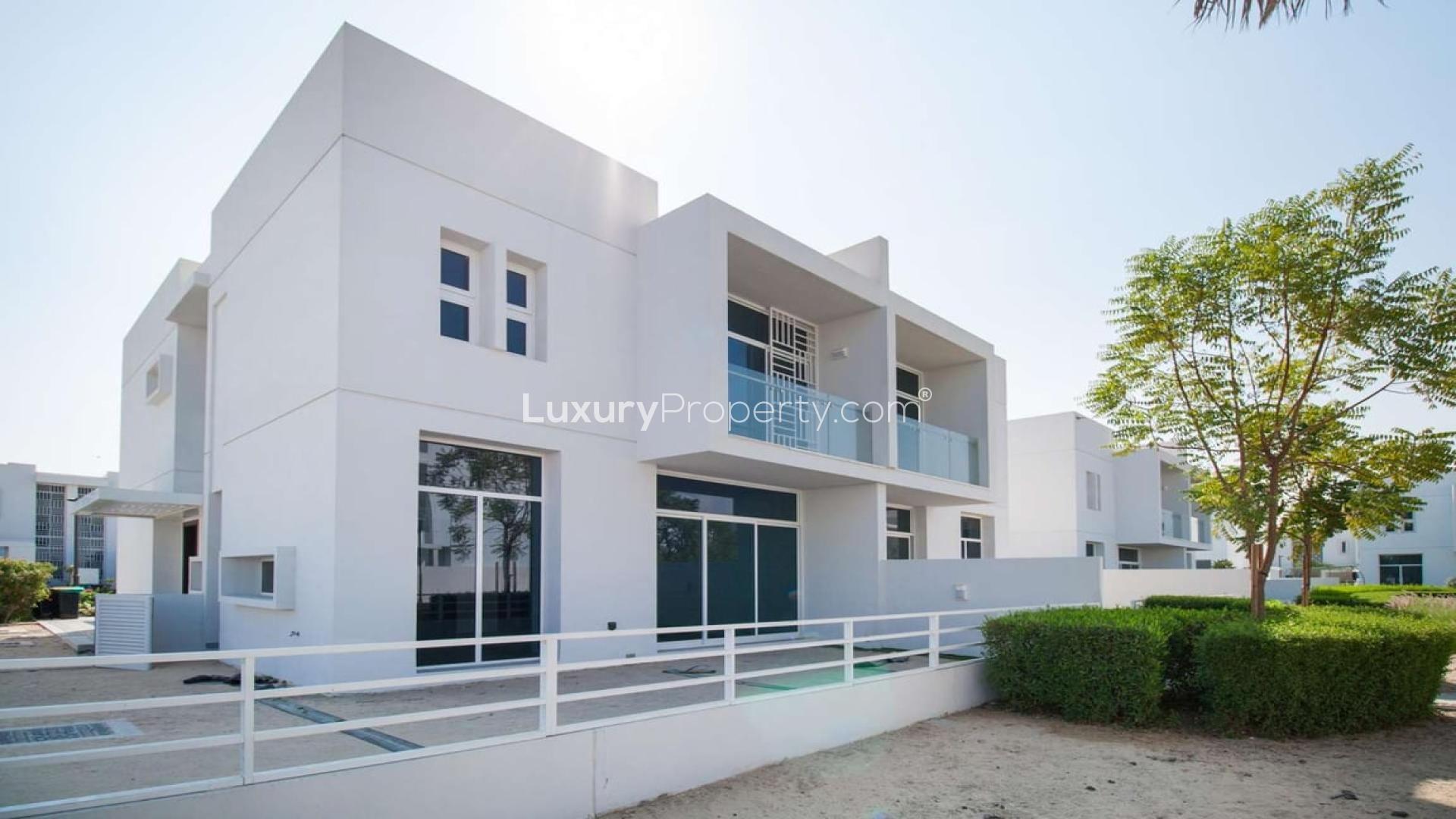 3-bedroom semi-detached townhouse exterior in Arabella, Mudon, available for rent