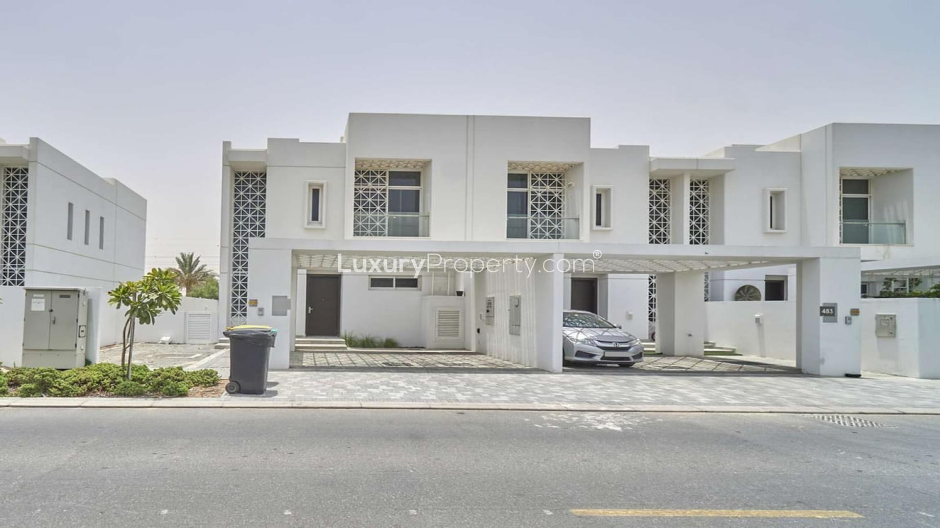 3 Bedroom End Unit Townhouse Exterior in Arabella 3, Mudon Community, Available for Rent