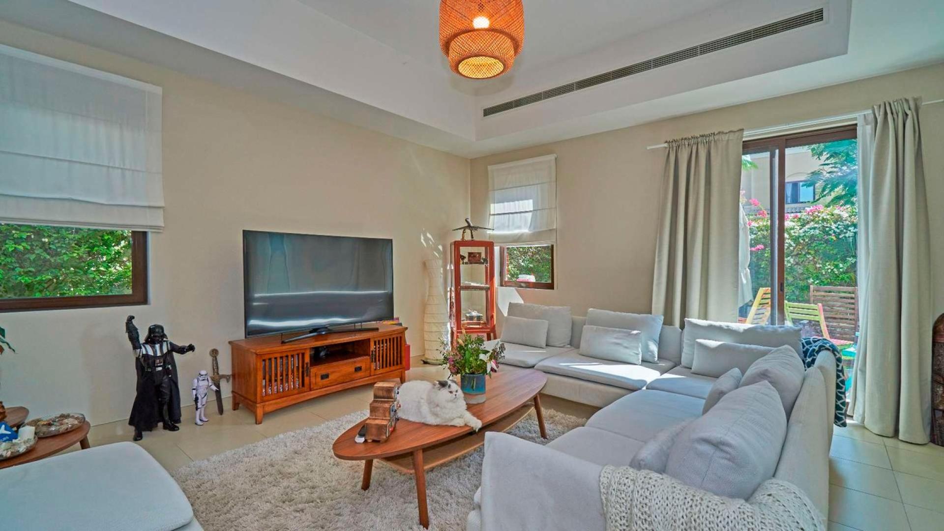 Bright living room in 3-bedroom townhouse for rent in Mira, Arabian Ranches