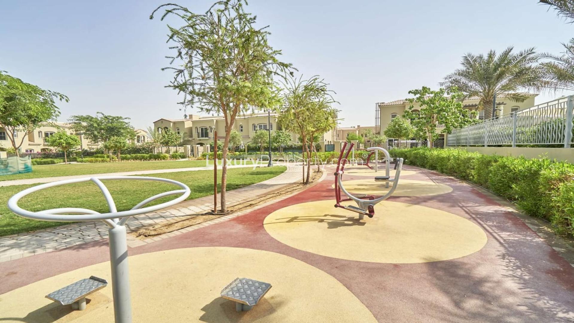 Outdoor seating area in Casa Viva, Serena townhouse community, Dubai