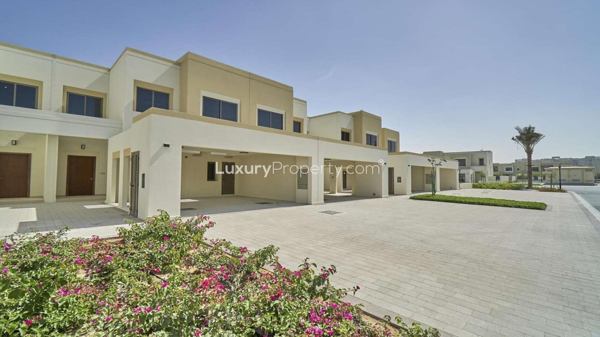Spacious 3-bedroom townhouse exterior in Naseem Townhouses, Town Square, Dubai for rent