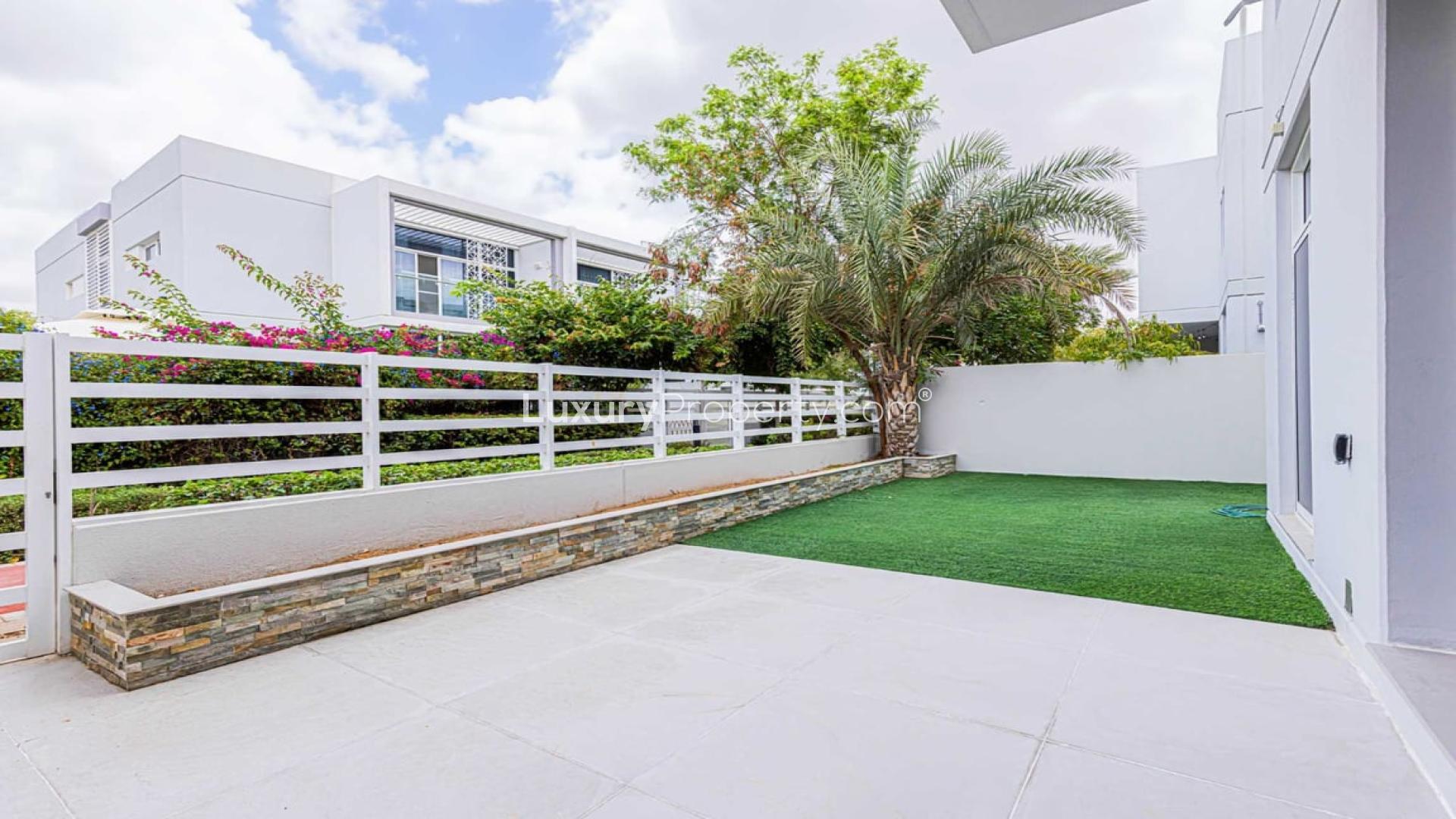 Bright living room in 3-bedroom townhouse for rent in Arabella 2, Mudon, Dubai
