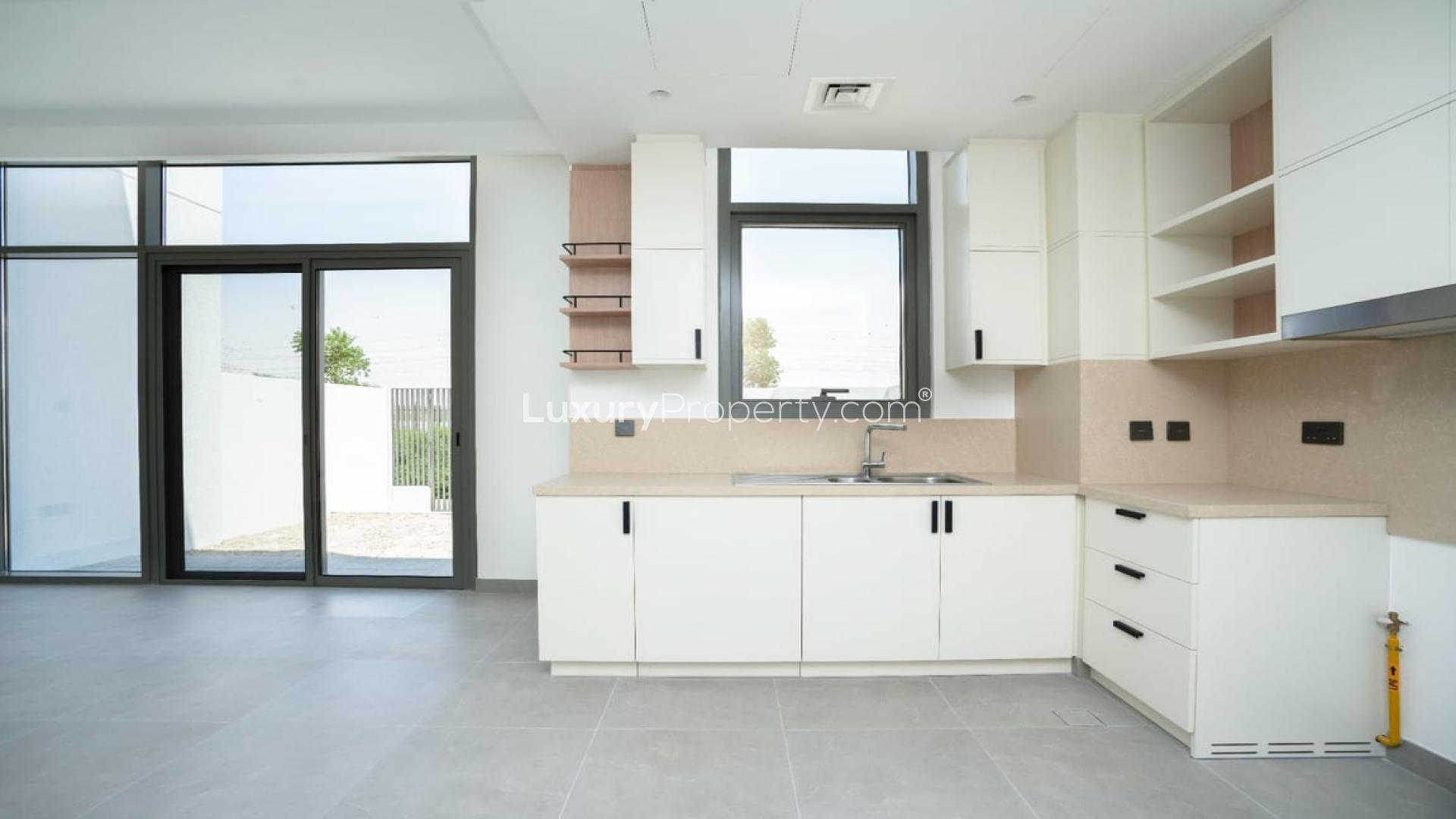 Brand new kitchen in 3-bedroom townhouse, Ruba, Arabian Ranches 3, available for rent