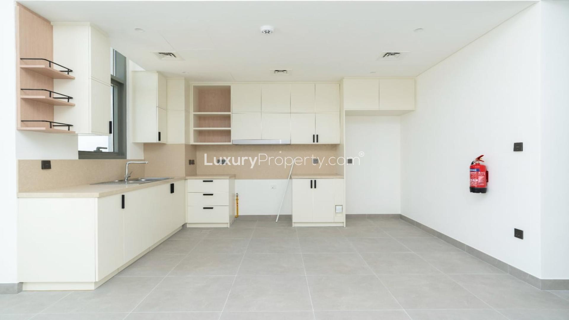 Brand new townhouse exterior in Ruba, Arabian Ranches 3, with modern architecture